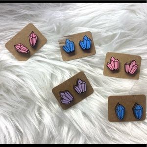Choice wooden hand painted crystal earrings